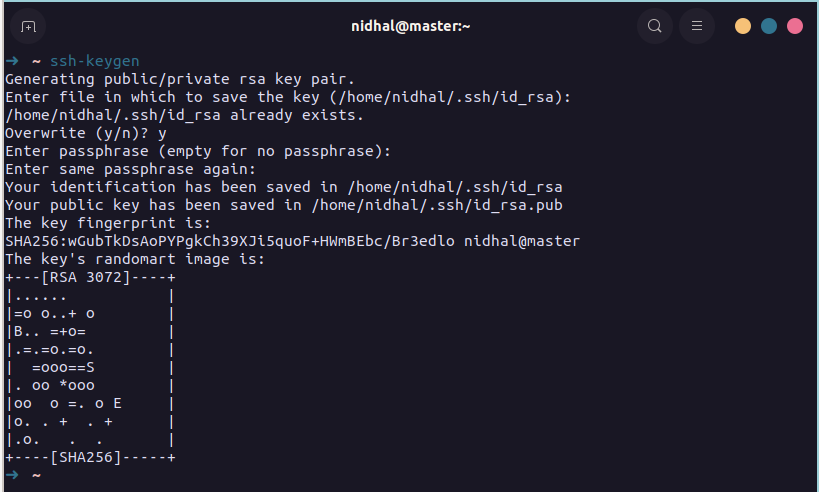 Output of the ssh-keygen command